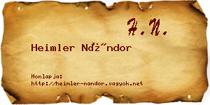 Heimler Nándor névjegykártya